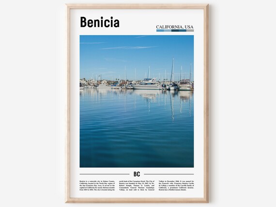 Benicia California USA Marina Harbor Sailboats Travel Poster BC