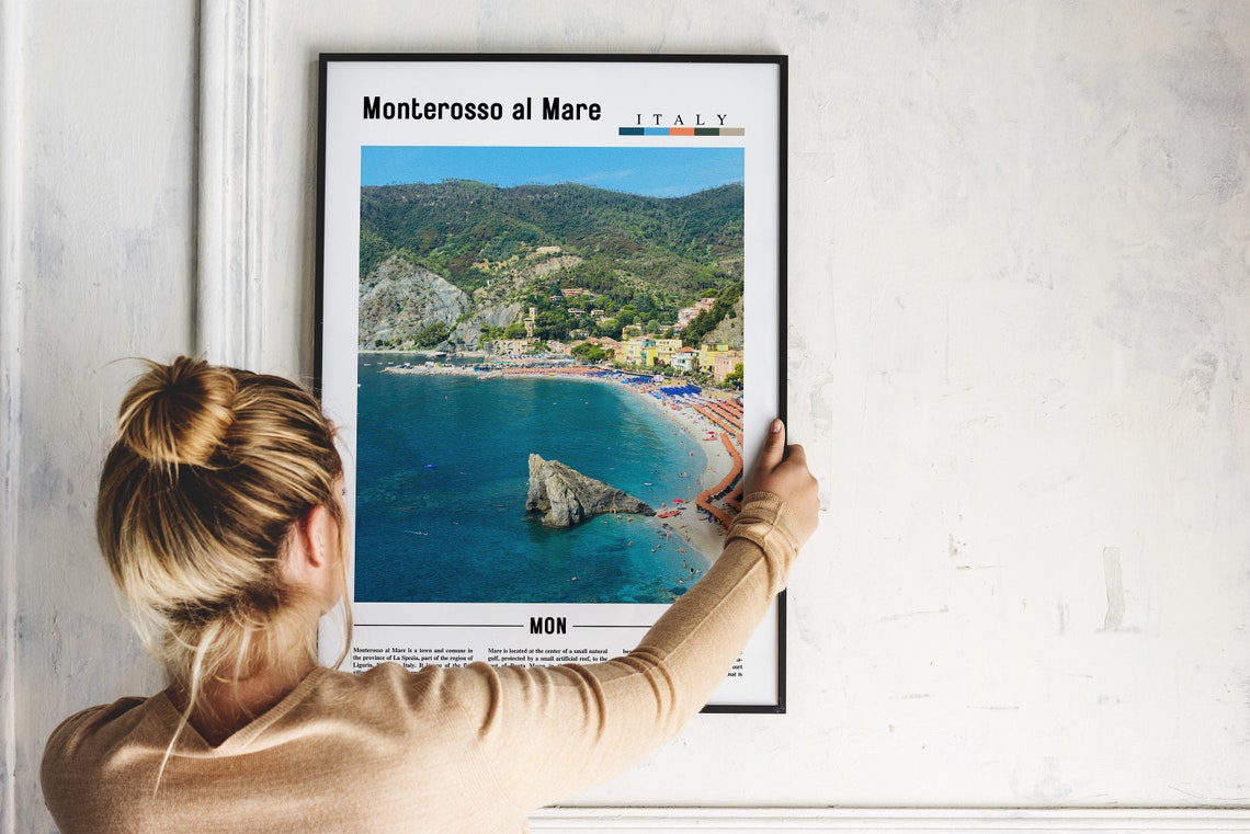 Scenic Monterosso Al Mare Italy Beach Cinque Terre Travel Print - Image 2