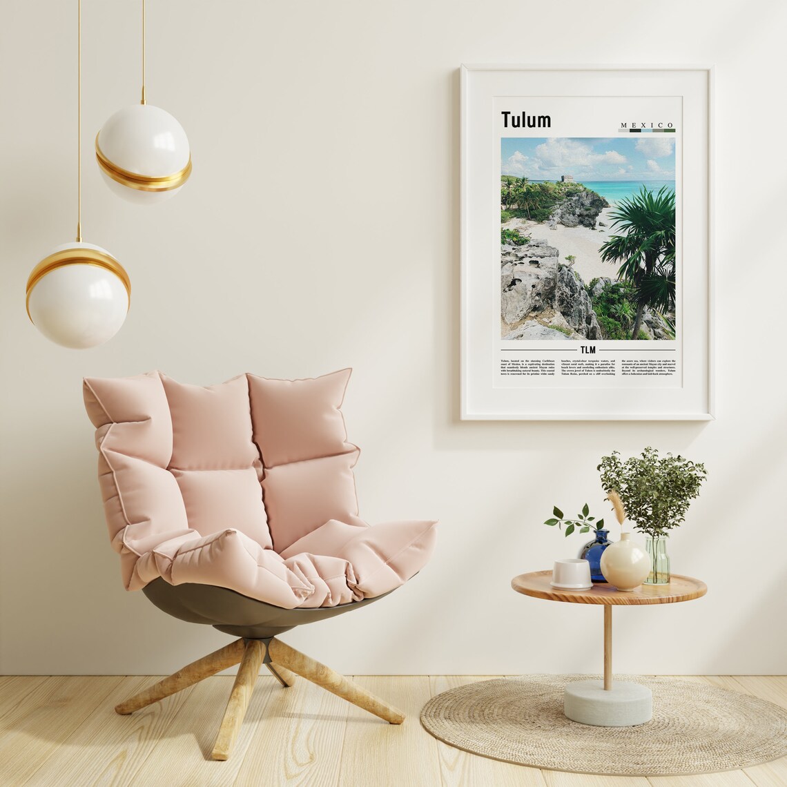 Tulum Mexico Caribbean Cliff Beach Ruins Minimal Photo Travel Poster - Image 3