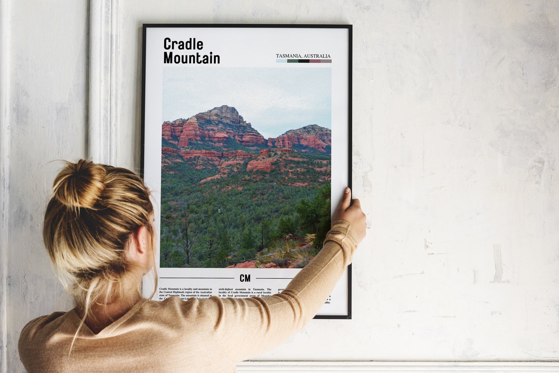 Cradle Mountain Tasmania Australia Red Cliffs Forest Travel Poster - Image 2