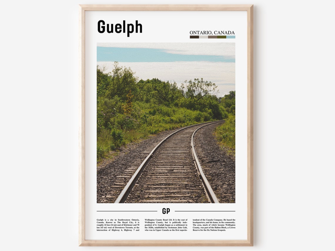 Guelph Ontario Canada Railway Tracks Countryside Travel Poster