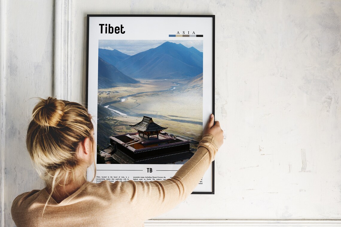 Tibet Poster Tibet Print Tibet Wall Art Asia Print Asia Poster Asia Photo Minimal Travel Poster - Image 2