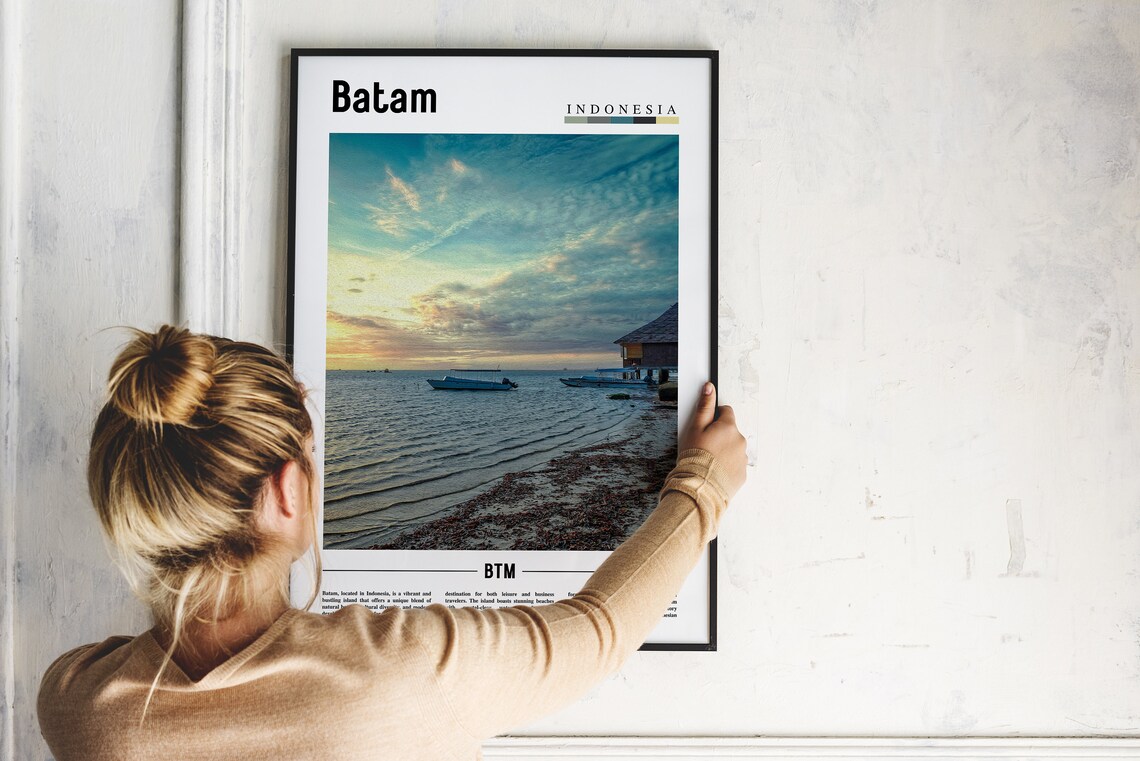Batam Indonesia Tropical Beach Sunset Boats Travel Poster Photo - Image 2
