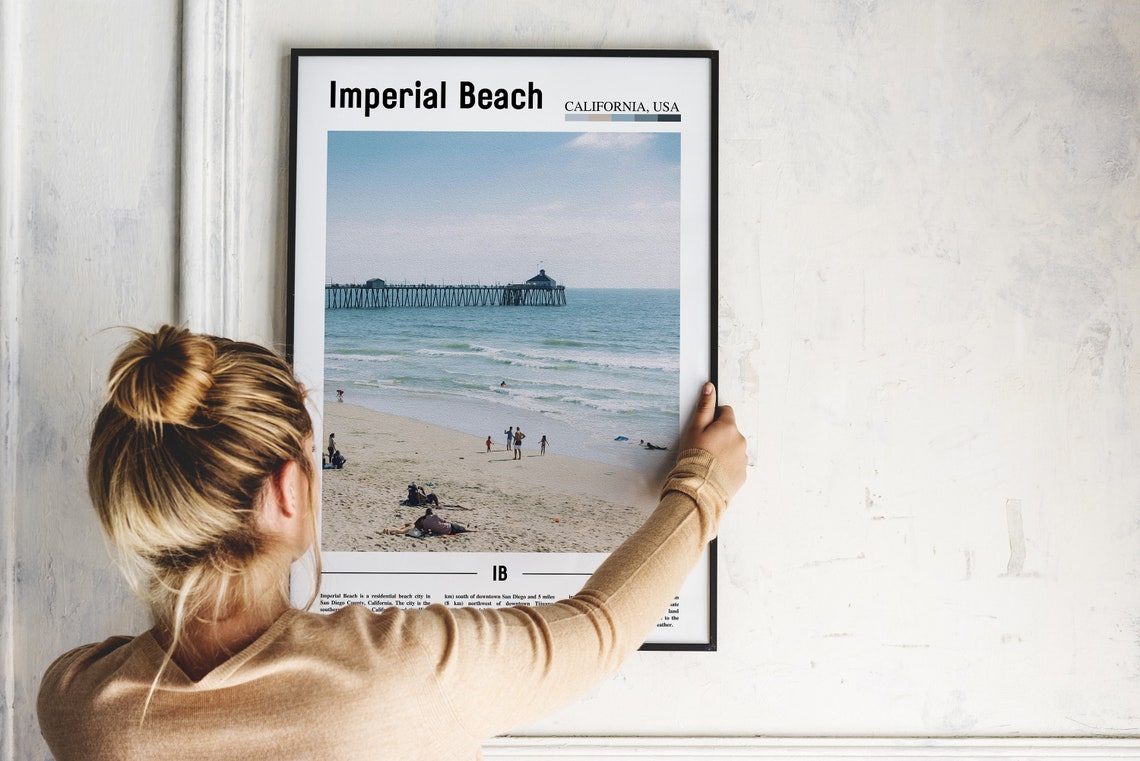 Imperial Beach California Ocean Pier Beachgoers Scene Poster - Image 2