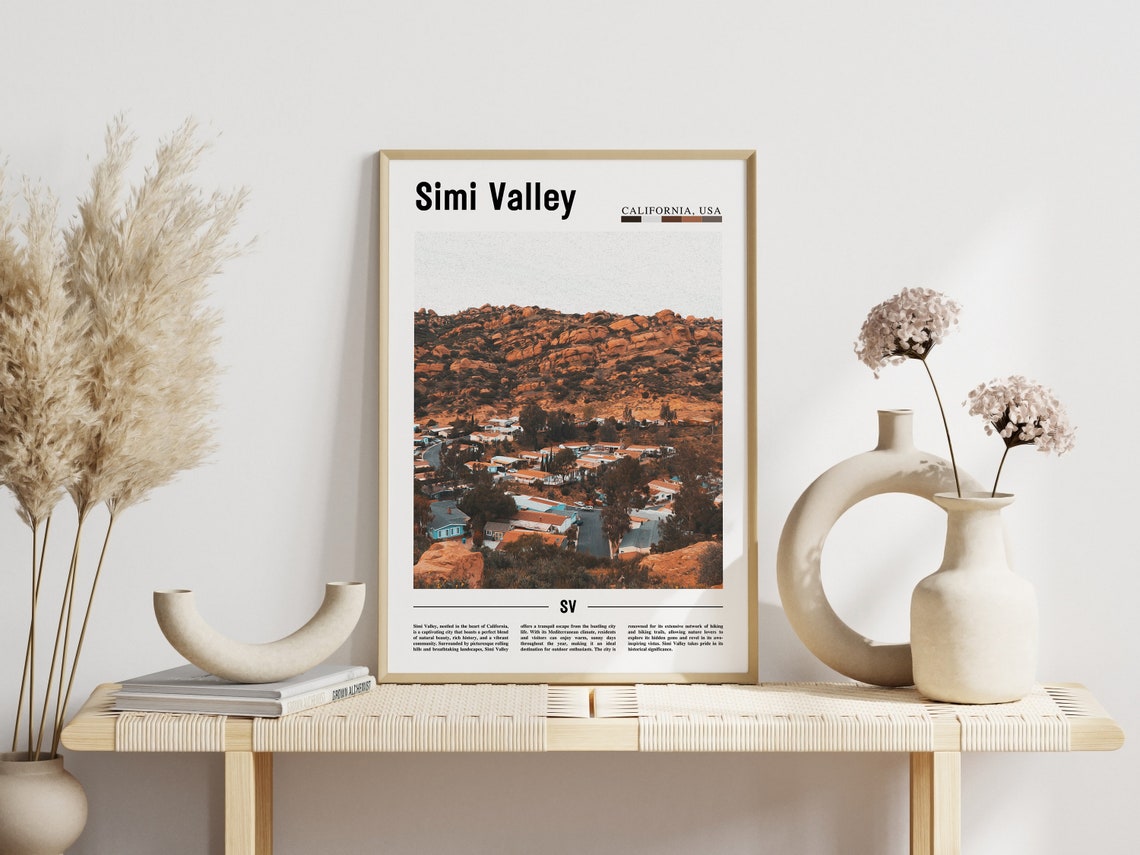 Simi Valley California Travel Landscape Poster Rocky Hills Town View - Image 3
