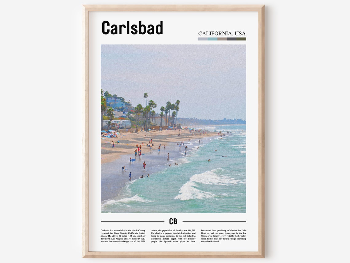 Carlsbad Print Carlsbad Poster Carlsbad Wall Art Oil Painting Poster Colorful City Print City Artwork Travel Artwork Travel Wall Art