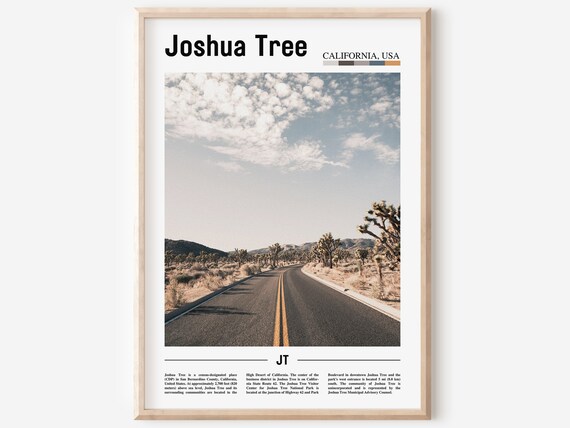 Scenic Joshua Tree California Desert Road Travel Photo Poster
