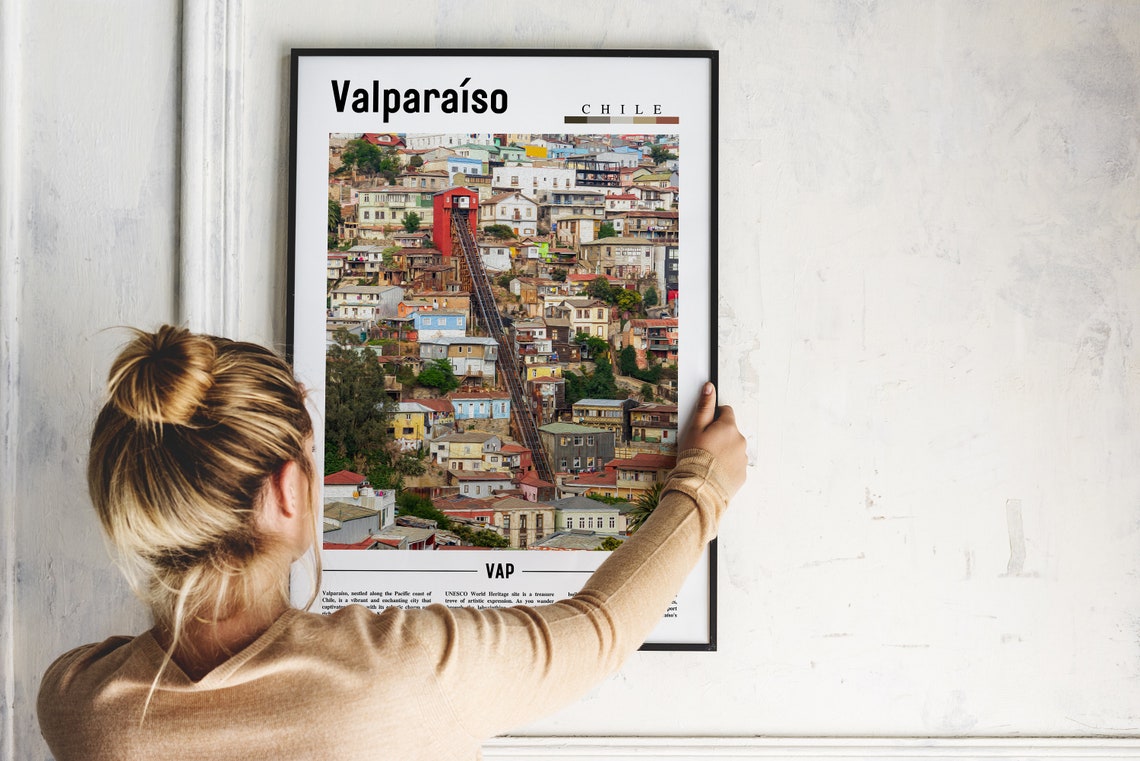 Valparaiso Chile Colorful Hillside Funicular Houses Travel Poster - Image 2