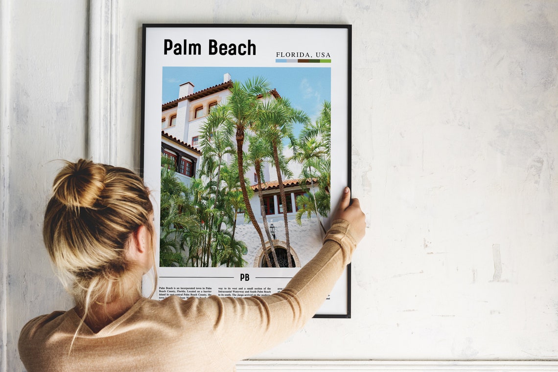 Palm Beach Print Palm Beach Poster Palm Beach Wall Art Oil Painting Poster Colorful City Print City Artwork Travel Artwork Travel Art - Image 2