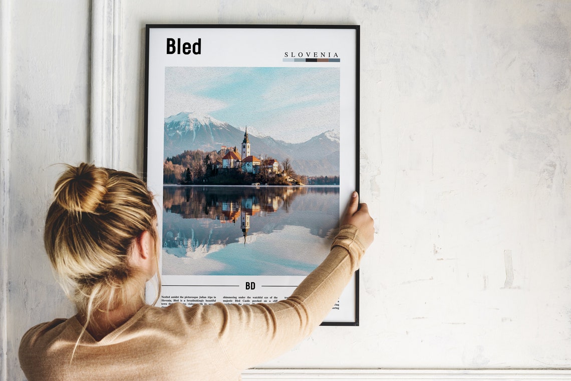 Bled Slovenia Lake Island Church Mirror Reflection Photo Poster - Image 2