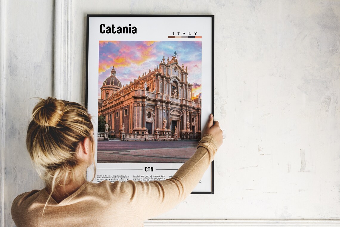 Catania Print Catania Poster Catania Wall Art Italy Poster Italy Print Italy Wall Art Minimal Travel Poster - Image 2