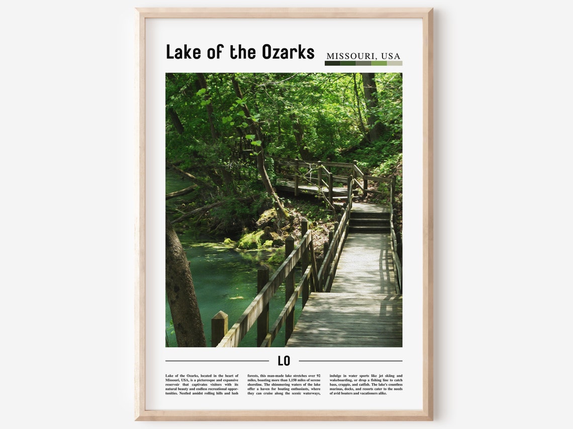 Lake Of The Ozarks Poster Lake Of The Ozarks Print Lake Of The Ozarks Wall Art Minimal Travel Print Travel Oil Painting Poster