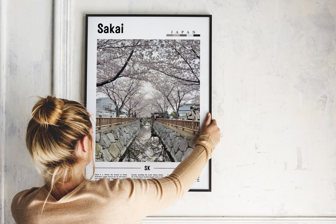 Sakai Japan Cherry Blossom Canal Spring Photography Travel Poster - Image 2
