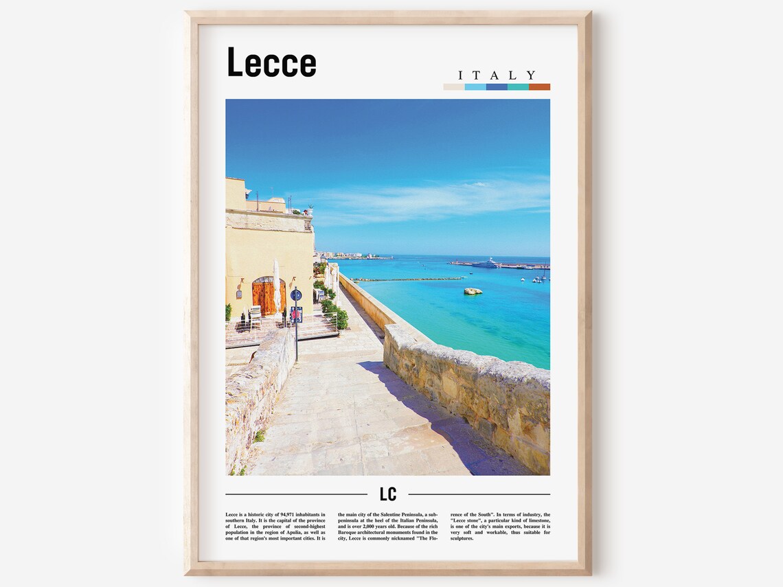 Sunny Lecce Italy Seafront Promenade Turquoise Sea Travel Poster