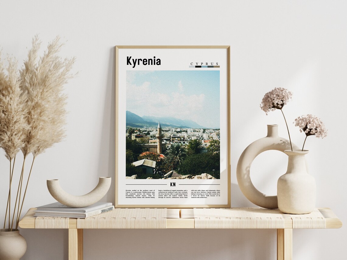 Kyrenia Cyprus Coastal Old Town Harbor Hillside View Travel Poster - Image 3