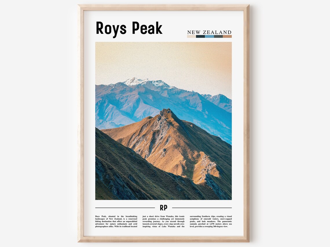 Roys Peak New Zealand Golden Ridge Snow Alps Mountain Poster