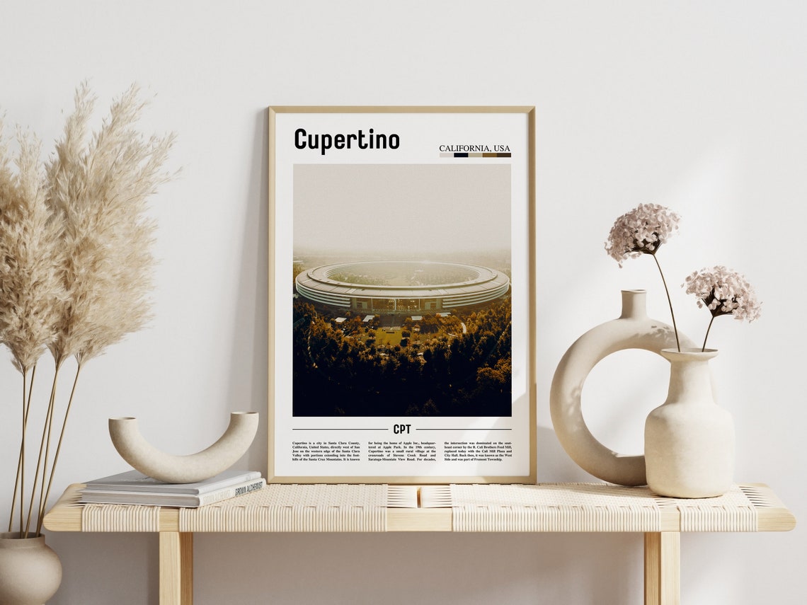 Cupertino Print Cupertino Poster Cupertino Wall Art Minimal Travel Print Minimal City Poster Travel Destination Oil Painting Poster - Image 3