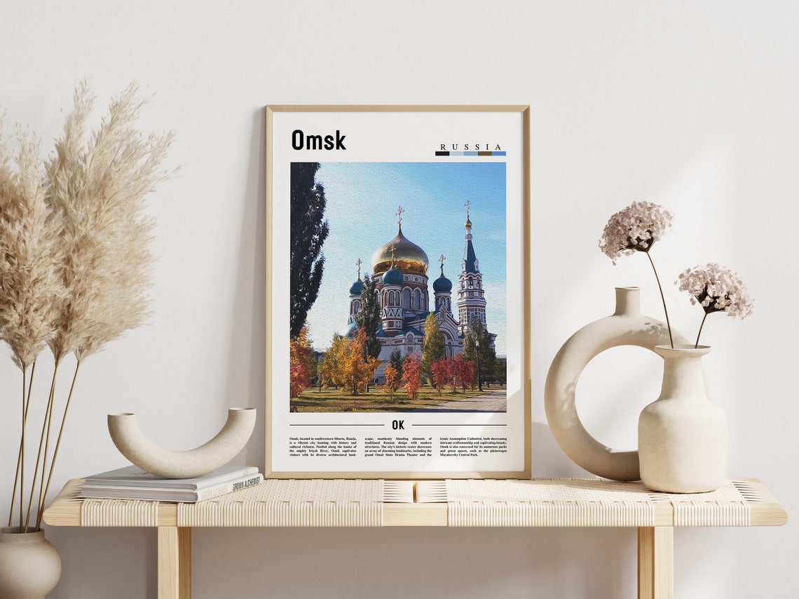 Omsk Russia Assumption Cathedral Golden Domes Autumn Travel Poster - Image 3