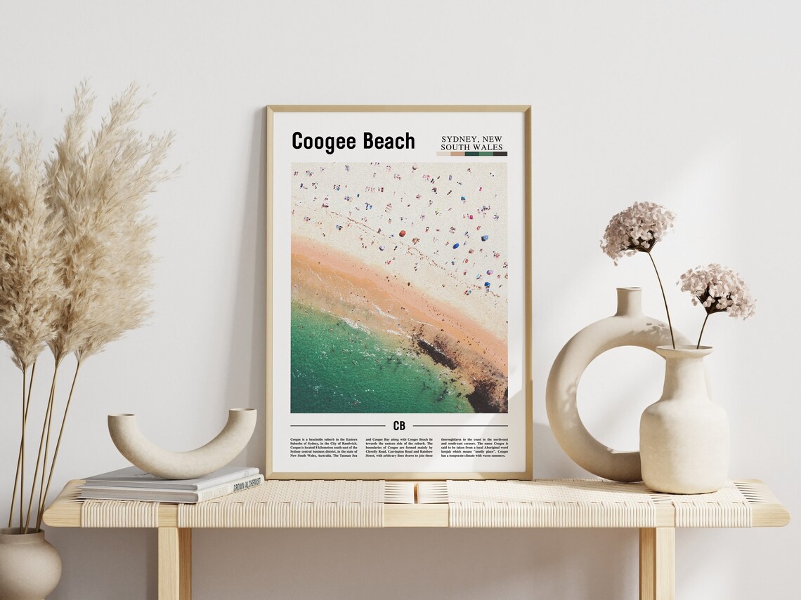 Coogee Beach Print Coogee Beach Poster Coogee Beach Wall Art Minimal Travel Print Minimal City Poster Travel Oil Painting Poster - Image 3