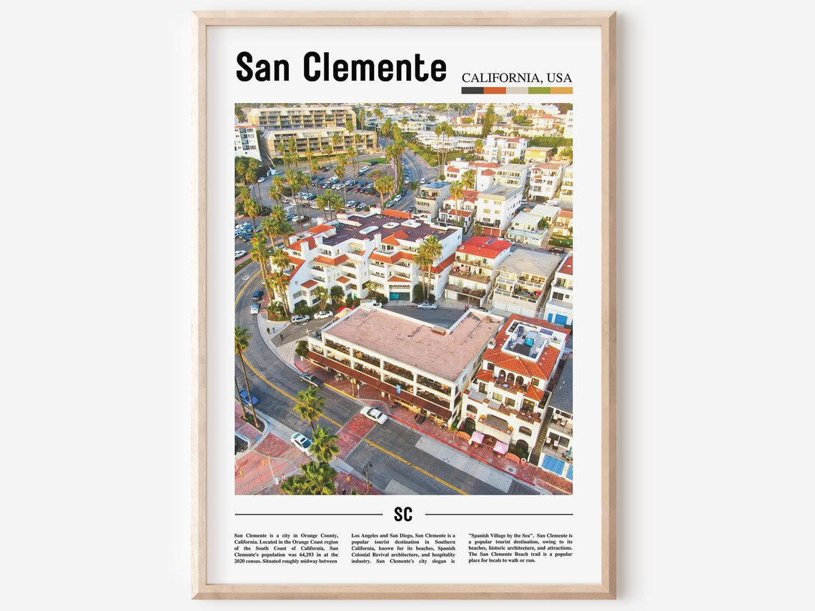 San Clemente California Spanish Village Aerial Print Seaside Town Travel