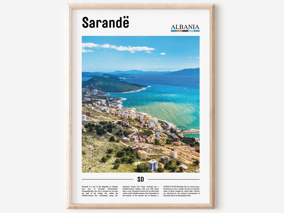 Sarande Albania Ionian Coast Turquoise Aerial View Photo Poster