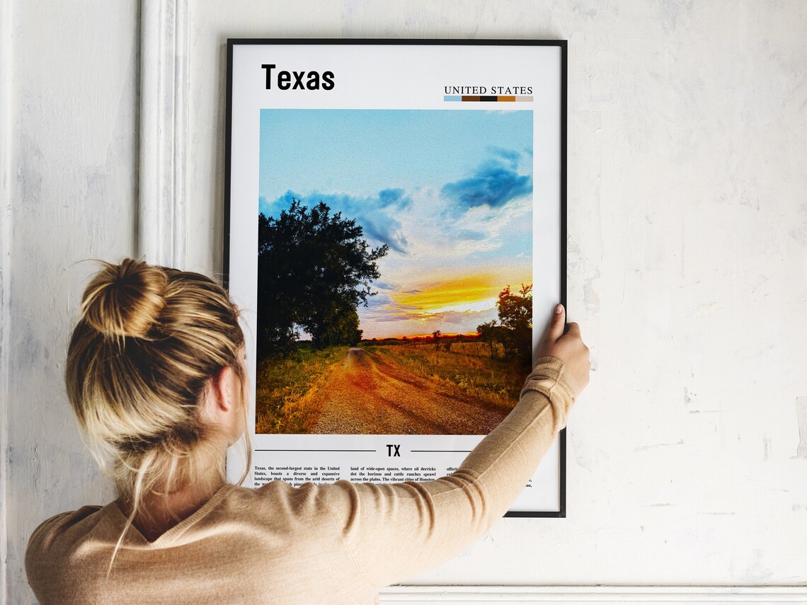 Texas United States Country Road Sunset Golden Hour View Poster - Image 2