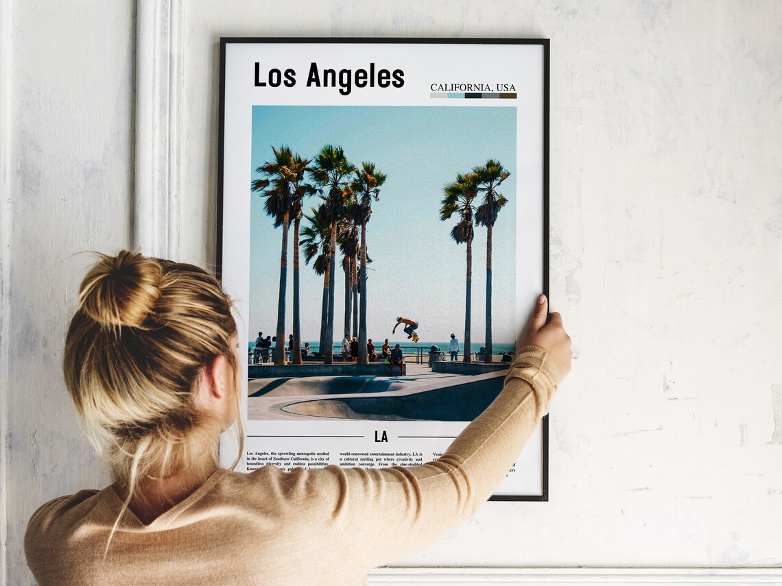 Los Angeles Skate Park Palm Trees California USA Travel Poster - Image 2
