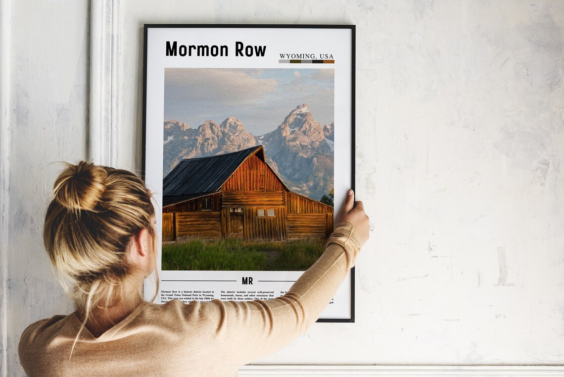 Mormon Row Wyoming Historic Barn With Grand Teton Peaks Photo Poster - Image 2