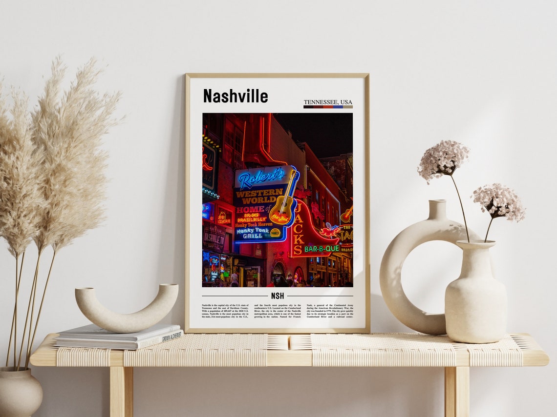 Nashville Print Nashville Poster Nashville Wall Art United States Photo United States Poster United States Print Travel Poster - Image 3