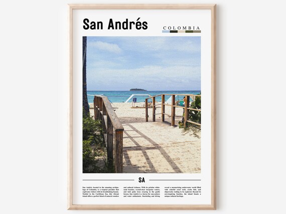 San Andres Colombia Caribbean Beach Boardwalk Tropical Travel Poster