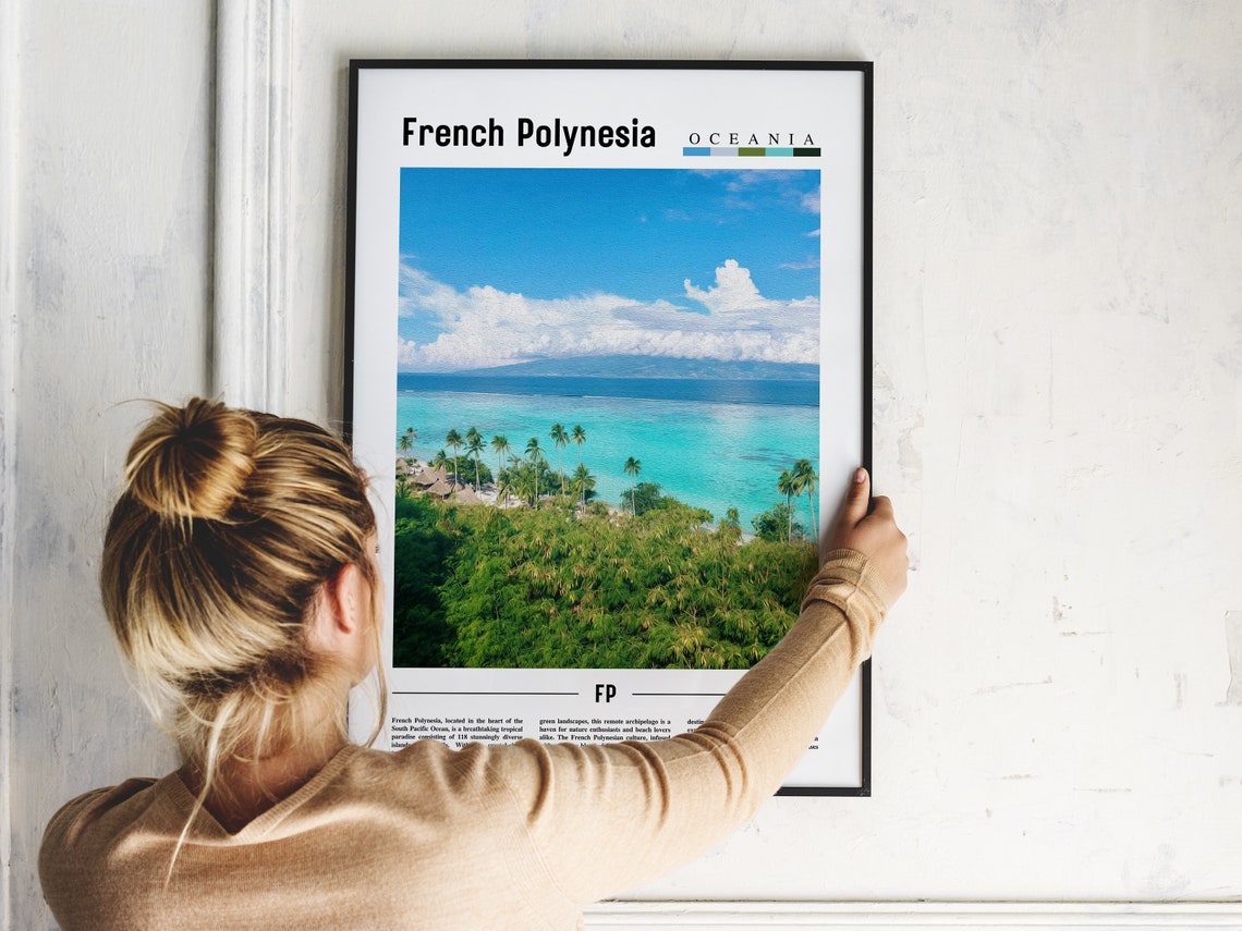 French Polynesia Oceania Lagoon Aerial Tropical Travel Poster - Image 2