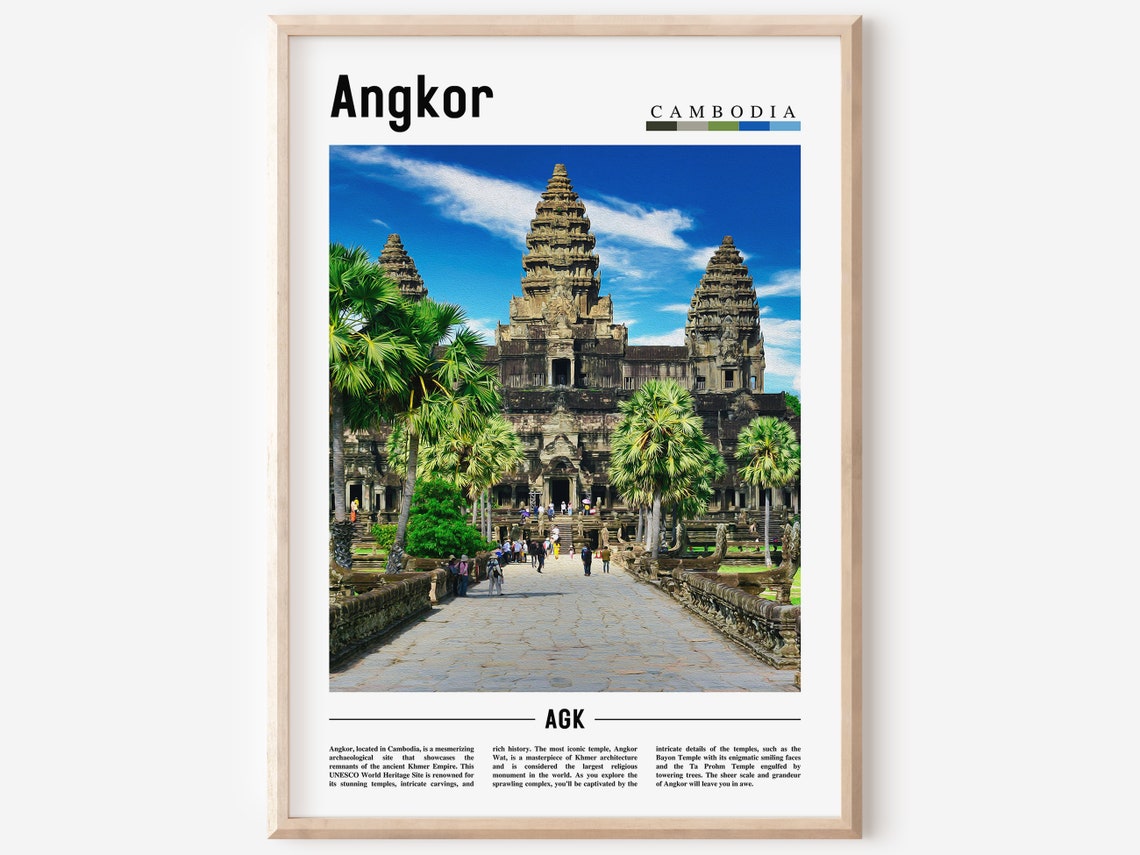 Angkor Cambodia Angkor Wat Temple Ancient Ruins Poster AGK Travel