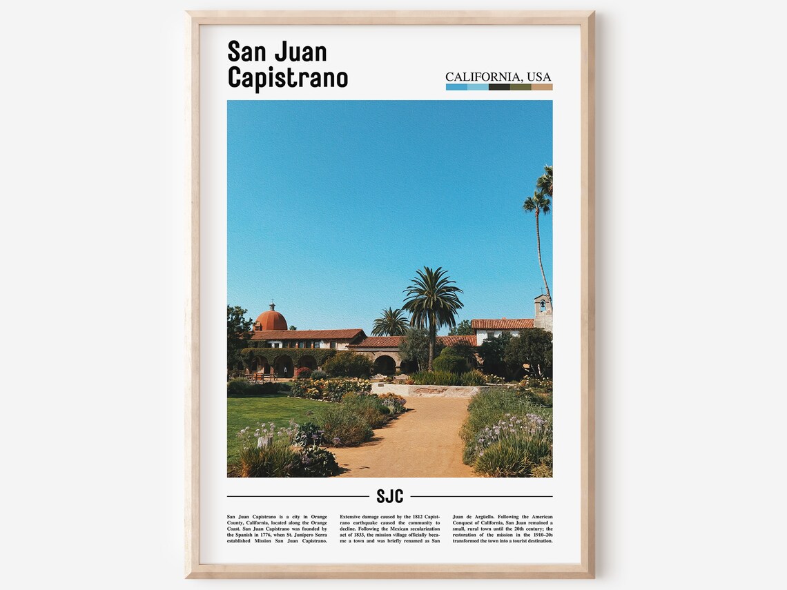 San Juan Capistrano California Mission Gardens Travel Poster