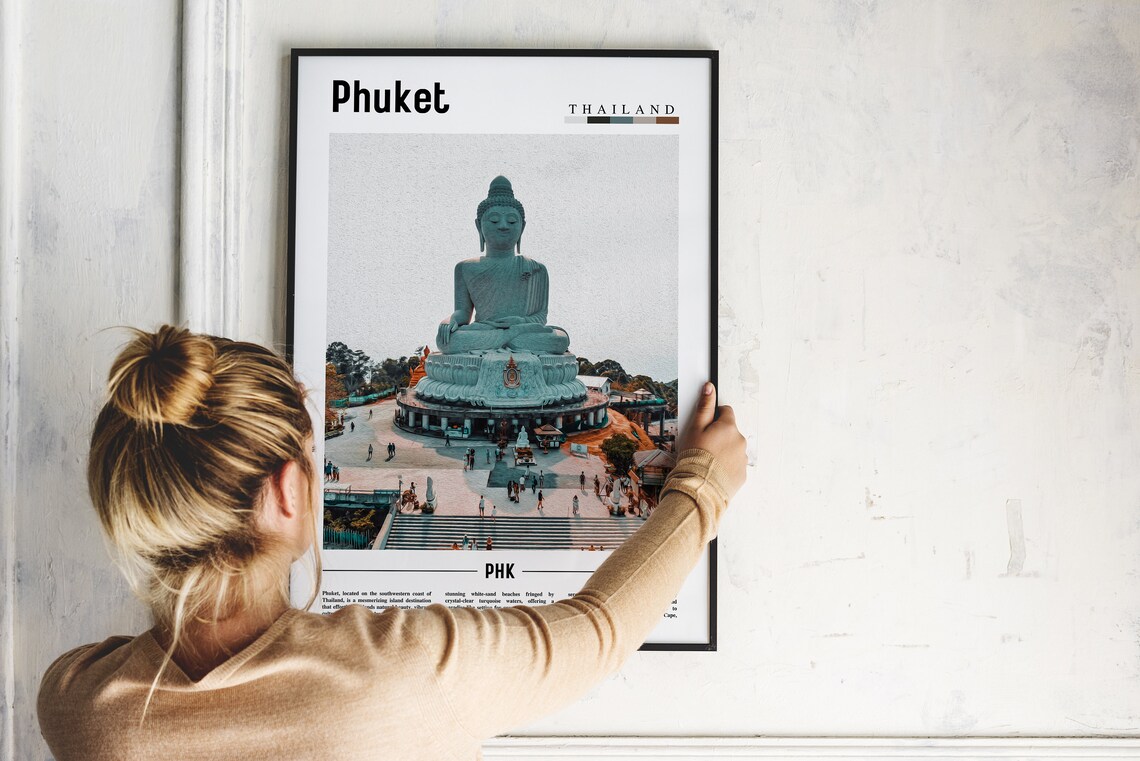 Phuket Thailand Big Buddha Aerial View Modern Travel Poster Art - Image 2