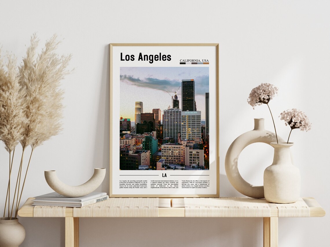 Los Angeles Downtown Towers Golden Hour California Travel Poster - Image 3