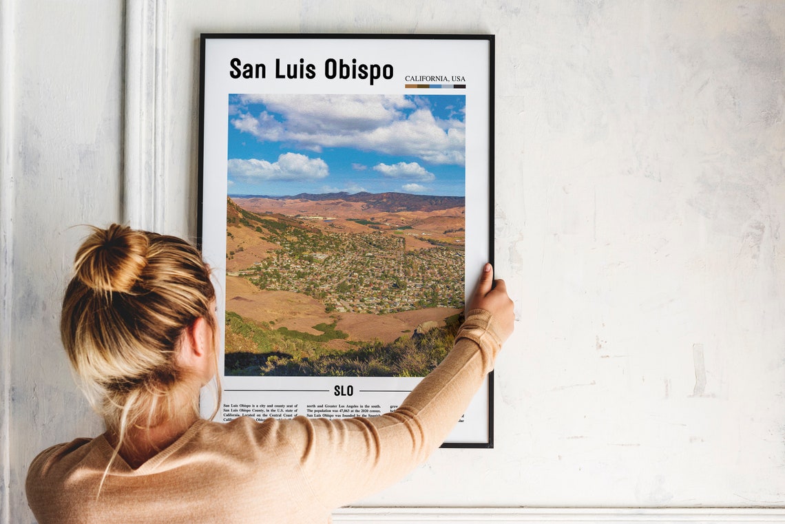 San Luis Obispo Print San Luis Obispo Poster San Luis Obispo Wall Art Oil Painting Poster City Artwork Travel Artwork Travel Wall Art - Image 2