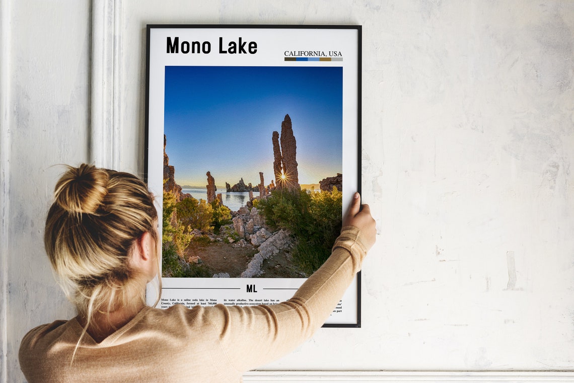 Mono Lake Print Mono Lake Poster Mono Lake Wall Art Minimal Travel Print Minimal City Poster Travel Destination Oil Painting Poster - Image 2