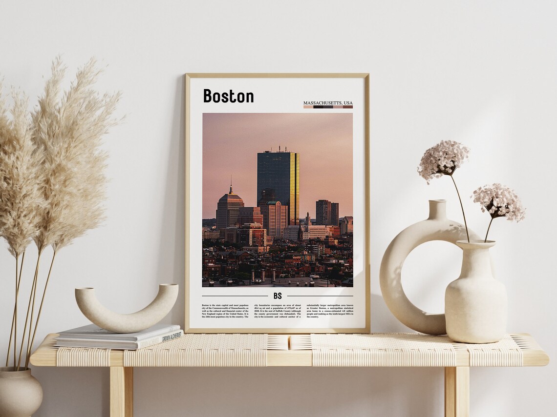 Boston Massachusetts Sunset Skyline Travel Photography Poster - Image 3