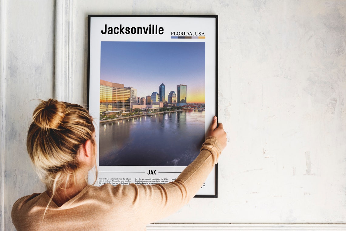 Jacksonville Print Jacksonville Poster Jacksonville Wall Art Oil Painting Poster City Print City Artwork Travel Artwork Travel Wall Art - Image 2