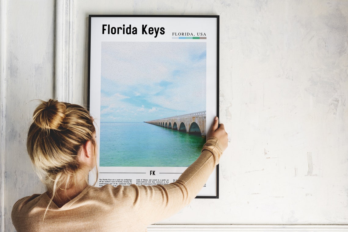 Florida Keys Print Florida Keys Poster Florida Keys Wall Art Oil Painting Poster City Print City Artwork Travel Artwork Travel Wall Art - Image 2