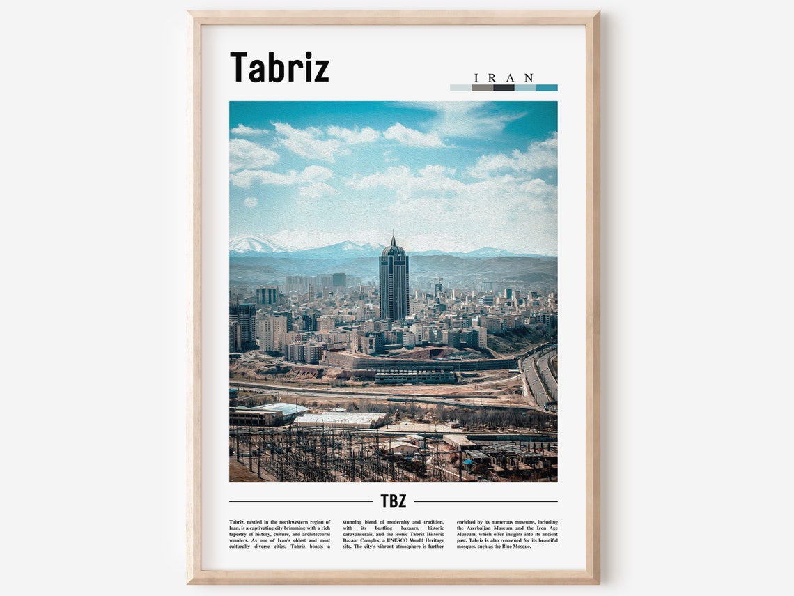 Tabriz Iran City Skyline Mountain Backdrop Modern Photo Poster