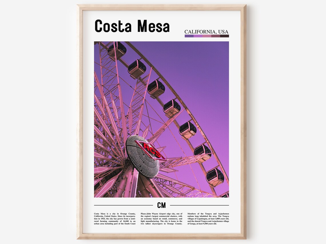 Costa Mesa Print Costa Mesa Poster Costa Mesa Wall Art Minimal Travel Print Minimal City Poster Travel Destination Oil Painting Poster