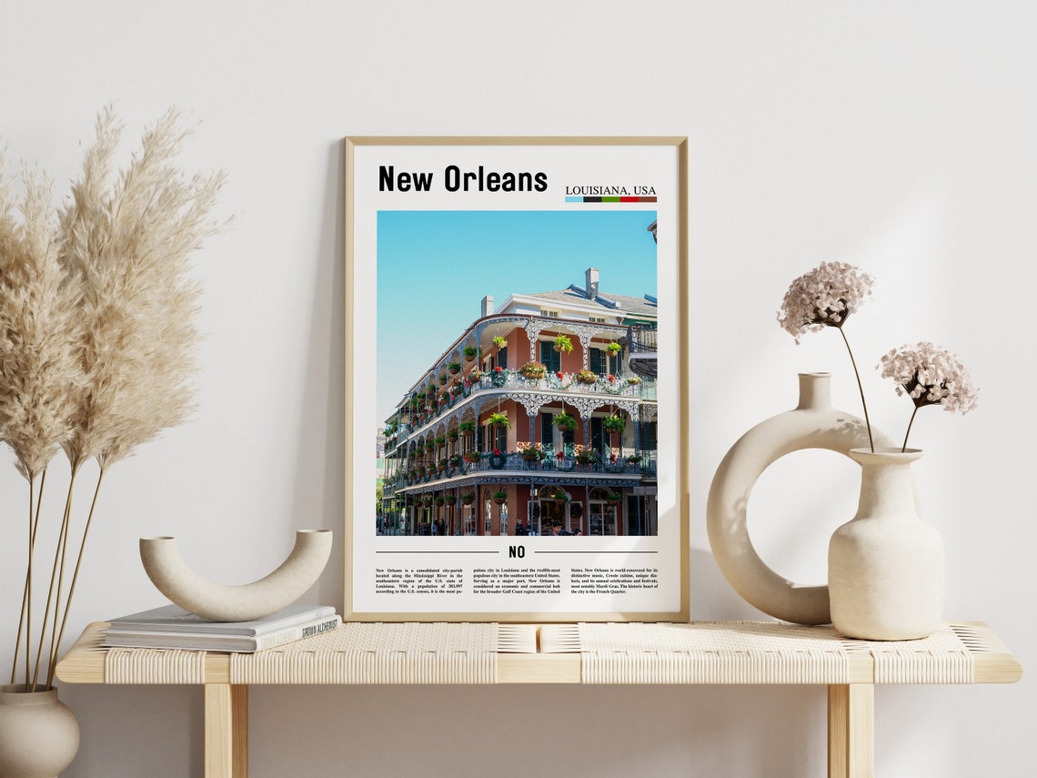 New Orleans Print New Orleans Poster New Orleans Wall Art Minimal Travel Print Minimal City Poster Oil Painting Poster - Image 3