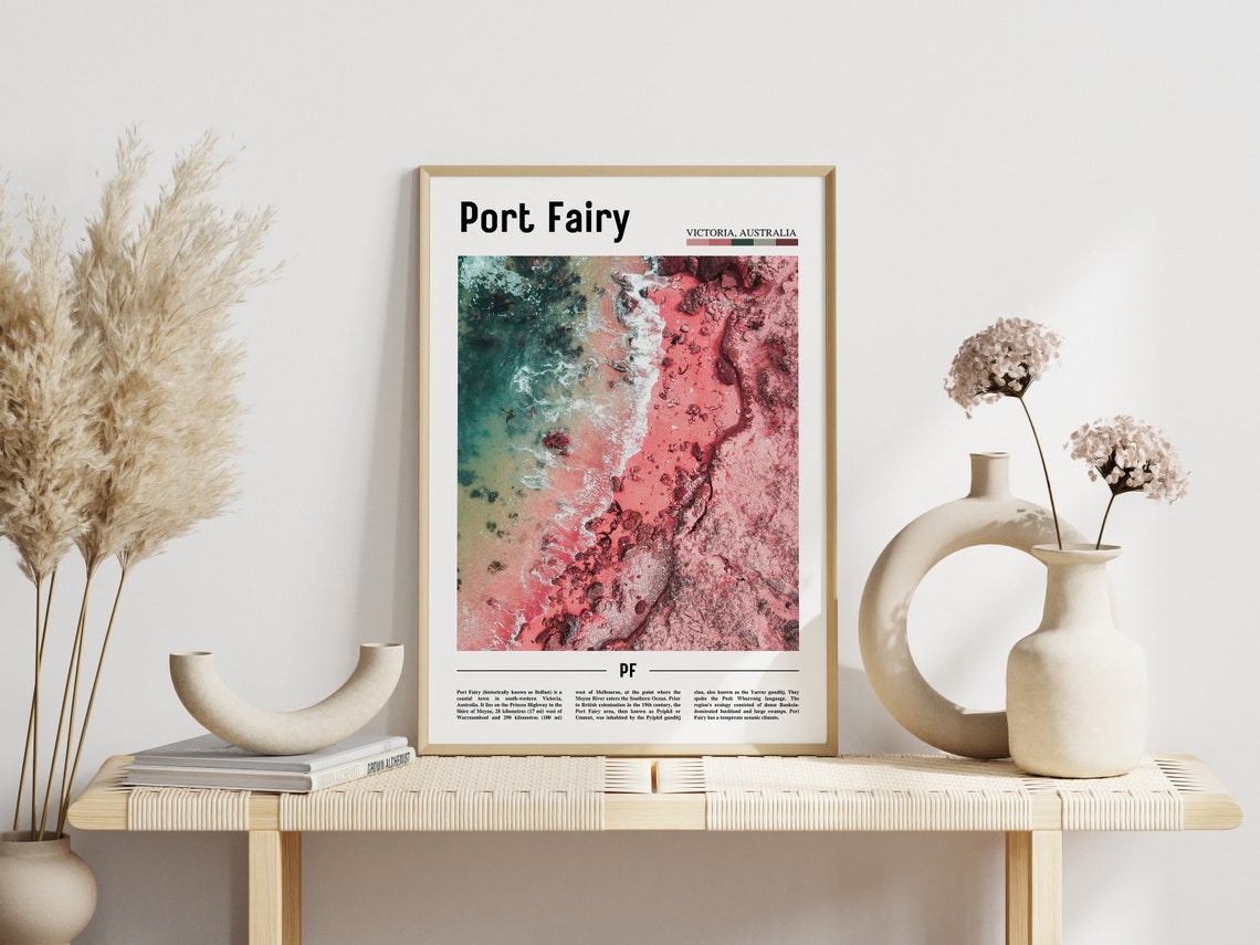 Port Fairy Print Port Fairy Poster Port Fairy Wall Art Minimal Travel Print Minimal City Poster Travel Destination Oil Painting Poster - Image 3