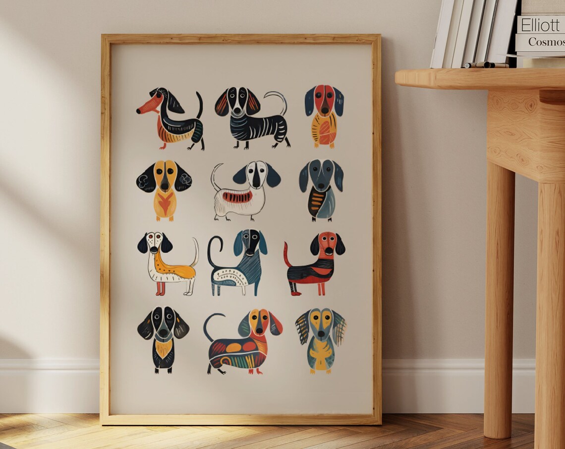Dachshund Modern Art Print, Doxie Dog Drawing - Image 4