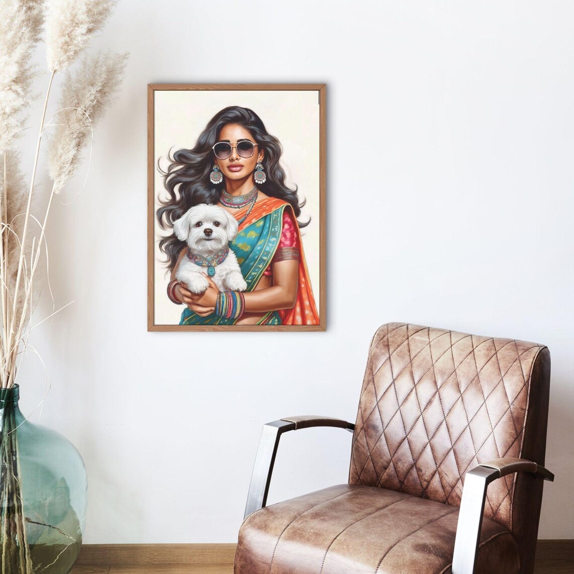 Modern Indian Woman With Dog, Indian Pop Art Poster - Image 2