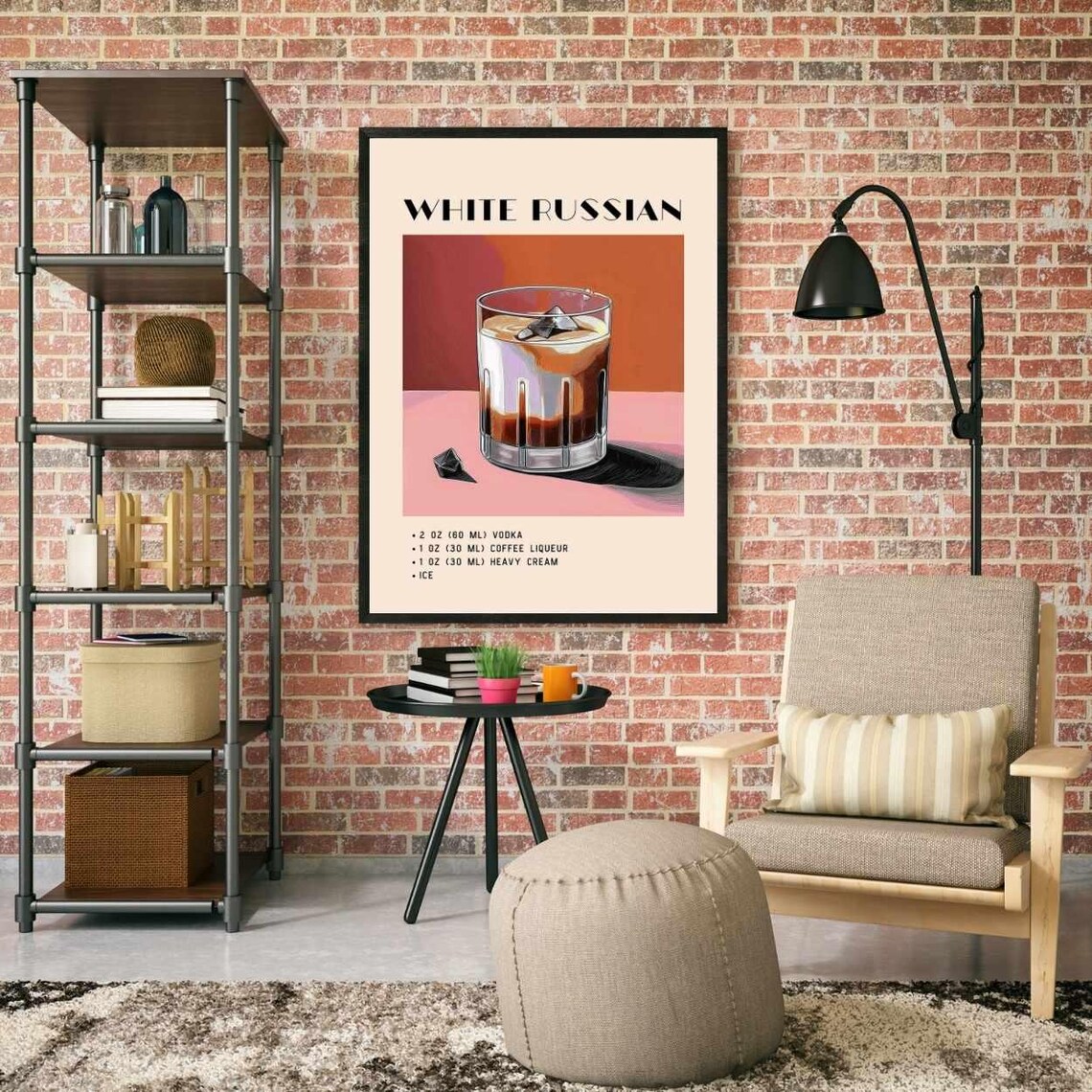 White Russian Cocktail, Minimalist Retro Art - Image 4