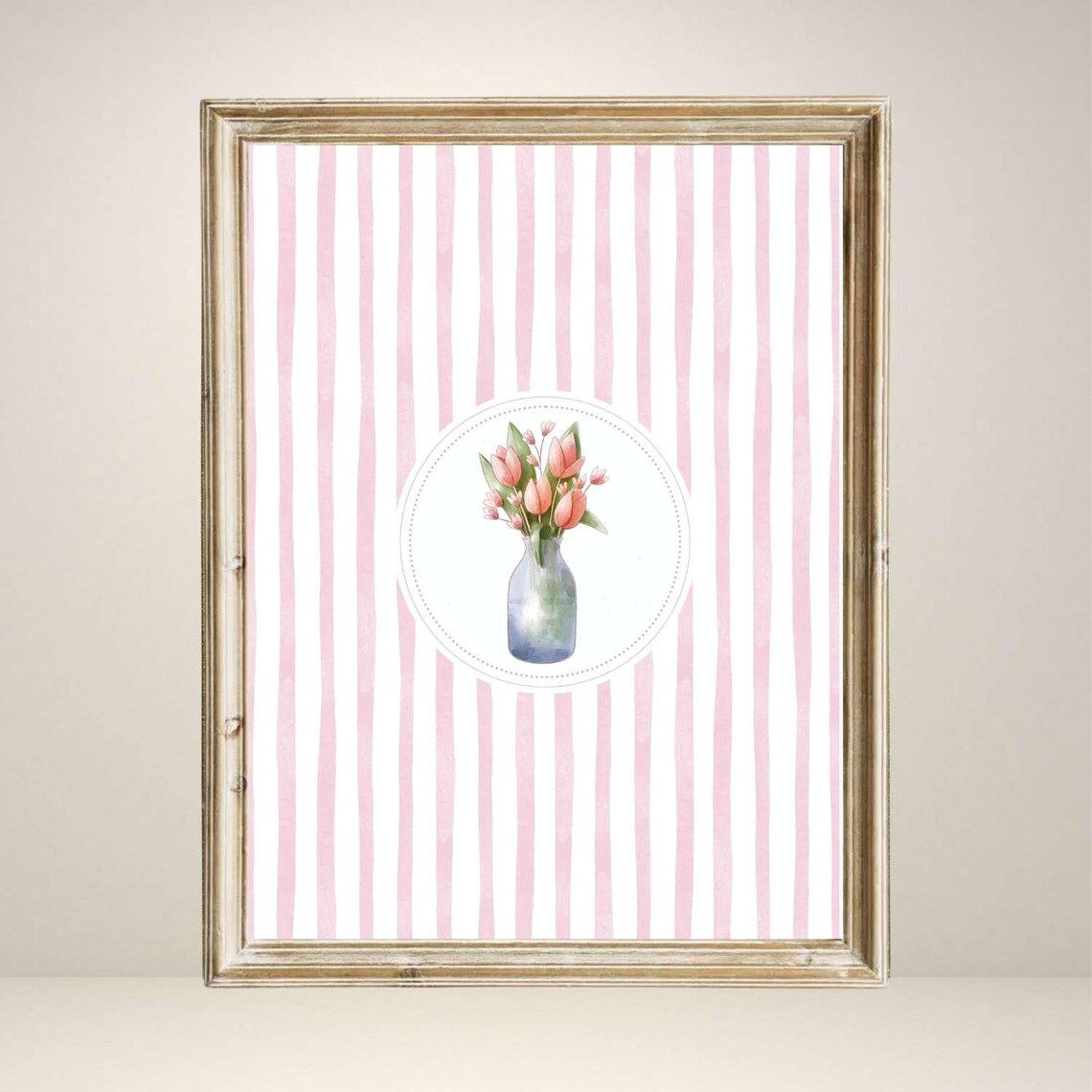 Vintage Tulips Illustration, Abstract Botanical Art Print