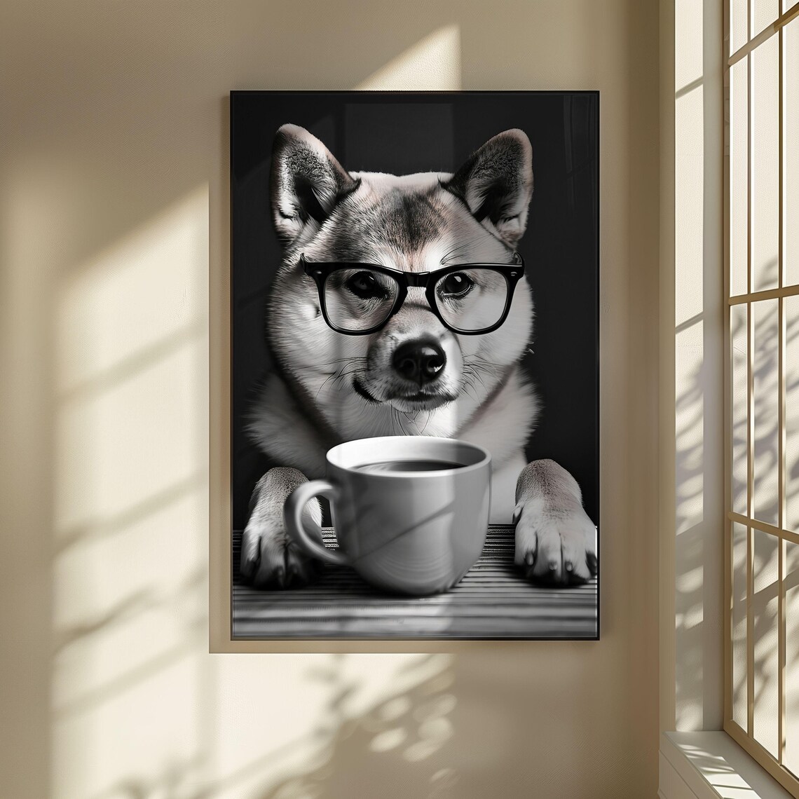 Shiba Inu Drinking Coffee, Funny Dog Kitchen Decor - Image 2