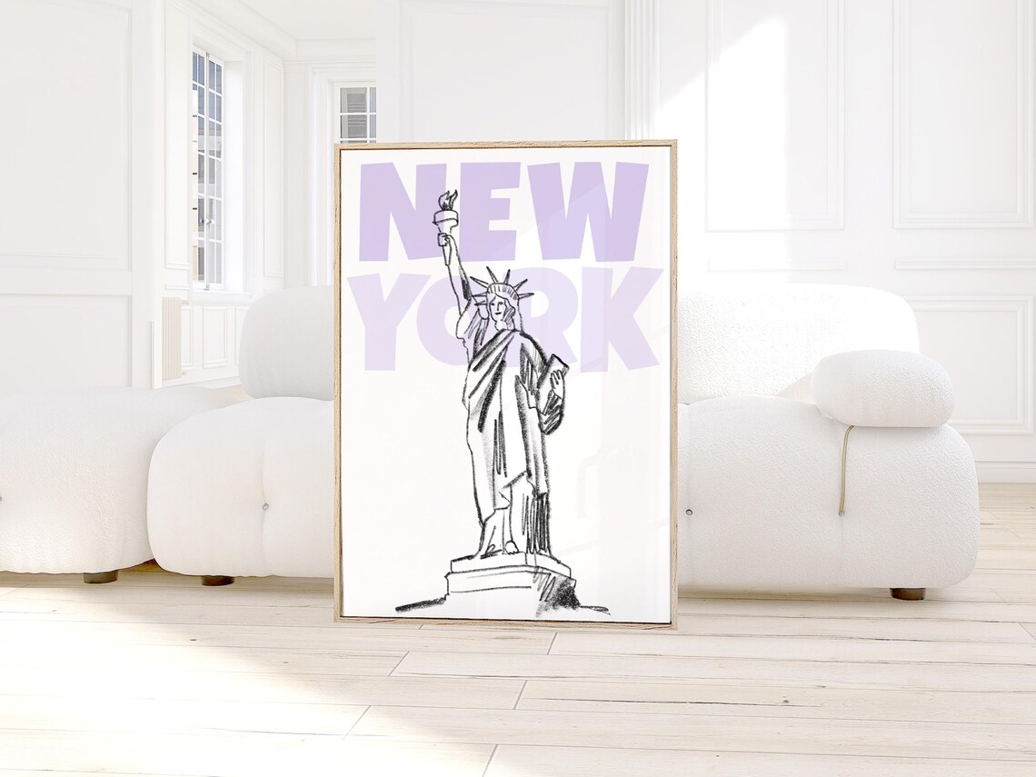 New York City Retro Travel Poster, Purple Typography